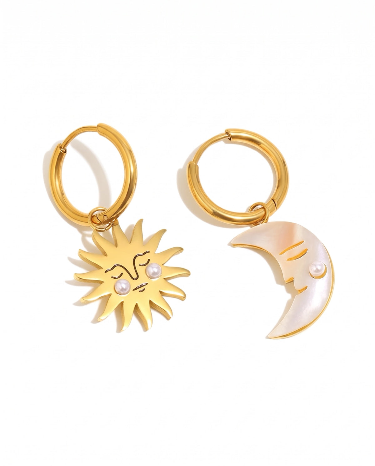 Pendientes Sol y Luna con Perla - Miss Melinda
