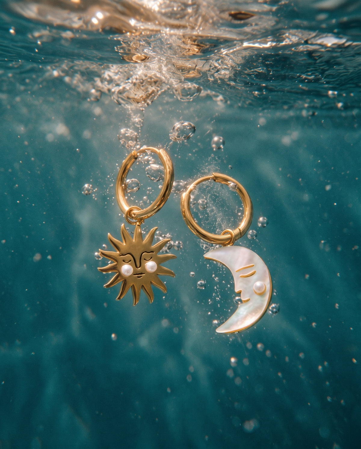Pendientes Sol y Luna con Perla - Miss Melinda