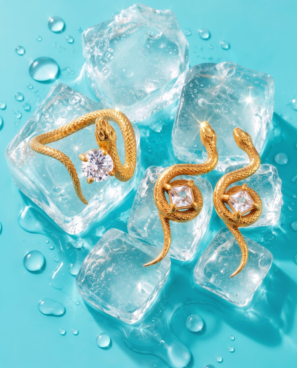 Conjunto Serpiente sobre hielo: anillo y pendientes - Miss Melinda